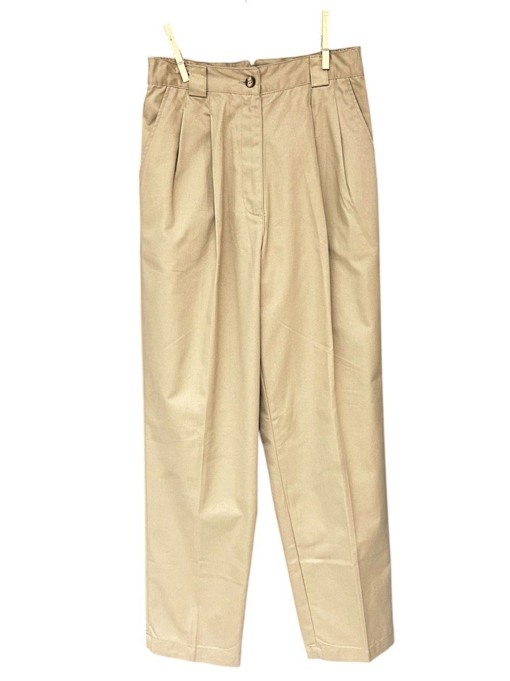 Cabin Creek Khaki Pleated Pants Size 8P (runs small) Straight Leg High Rise